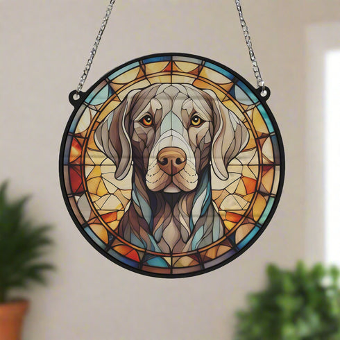 Weimaraner Stained Glass Effect Suncatcher